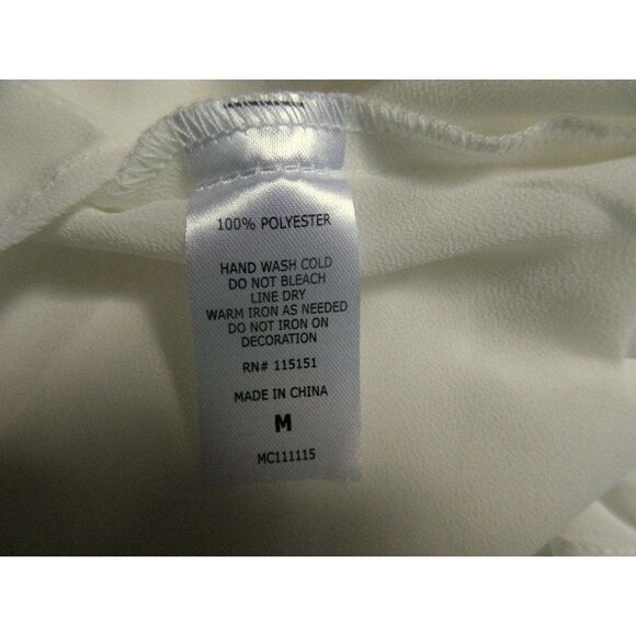 Romeo & Juliet Couture Semi Sheer Beaded Shoulders Hi-Lo Blouse Cream Roomy M - Picture 8 of 10